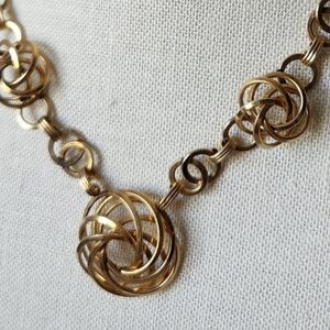 Gold Interlocking Knot Pendant Necklace - Women Jewelry 15"